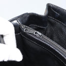 CELINE Macadam Canvas Circle Hand Bag PVC Leather Black Gold Auth 185653A-19
