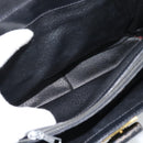 CELINE Macadam Canvas Circle Hand Bag PVC Leather Black Gold Auth 185653A-21