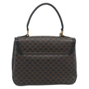 CELINE Macadam Canvas Circle Hand Bag PVC Leather Black Gold Auth 185653A-3