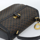 CELINE Macadam Canvas Circle Hand Bag PVC Leather Black Gold Auth 185653A-6