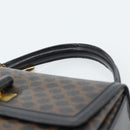 CELINE Macadam Canvas Circle Hand Bag PVC Leather Black Gold Auth 185653A-8
