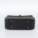 CELINE Macadam Canvas Circle Hand Bag PVC Leather Black Gold Auth 185653A-9