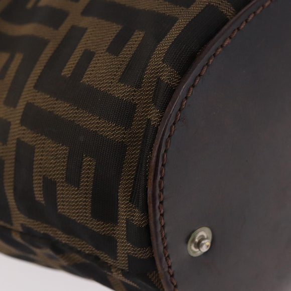 FENDI Zucca Canvas Hand Bag Black Brown Auth 185654
