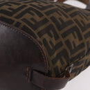 FENDI Zucca Canvas Hand Bag Black Brown Auth 185654-11