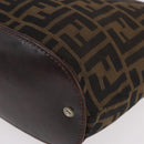 FENDI Zucca Canvas Hand Bag Black Brown Auth 185654-13