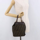FENDI Zucca Canvas Hand Bag Black Brown Auth 185654-20