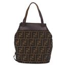 FENDI Zucca Canvas Hand Bag Black Brown Auth 185654-3