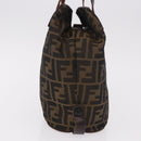 FENDI Zucca Canvas Hand Bag Black Brown Auth 185654-4