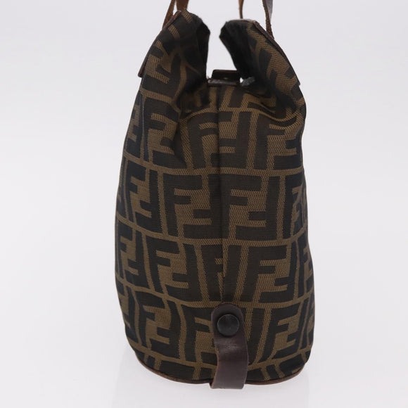 FENDI Zucca Canvas Hand Bag Black Brown Auth 185654