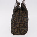 FENDI Zucca Canvas Hand Bag Black Brown Auth 185654-5