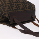 FENDI Zucca Canvas Hand Bag Black Brown Auth 185654-6