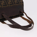 FENDI Zucca Canvas Hand Bag Black Brown Auth 185654-7