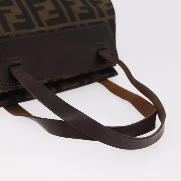FENDI Zucca Canvas Hand Bag Black Brown Auth 185654