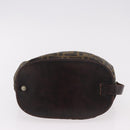 FENDI Zucca Canvas Hand Bag Black Brown Auth 185654-9