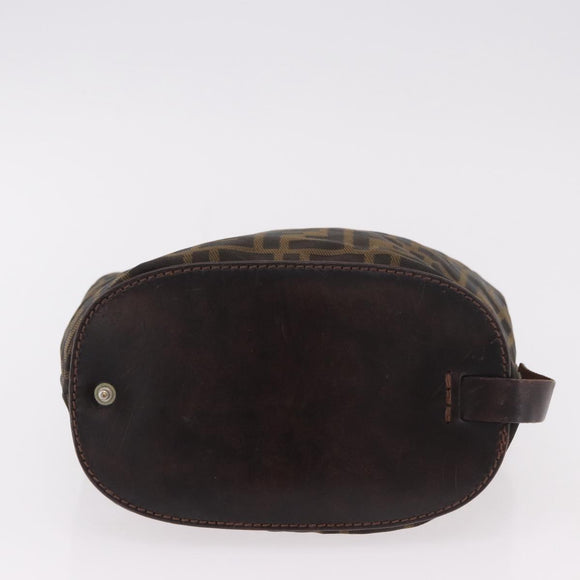 FENDI Zucca Canvas Hand Bag Black Brown Auth 185654