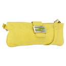 FENDI Mamma Baguette Shoulder Bag Leather Yellow Silver Auth 185657-1