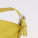 FENDI Mamma Baguette Shoulder Bag Leather Yellow Silver Auth 185657-9