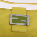 FENDI Mamma Baguette Shoulder Bag Leather Yellow Silver Auth 185657-19