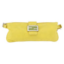 FENDI Mamma Baguette Shoulder Bag Leather Yellow Silver Auth 185657-13