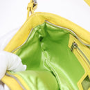 FENDI Mamma Baguette Shoulder Bag Leather Yellow Silver Auth 185657-23