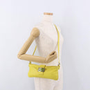 FENDI Mamma Baguette Shoulder Bag Leather Yellow Silver Auth 185657-26