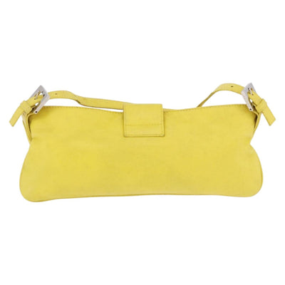 FENDI Mamma Baguette Shoulder Bag Leather Yellow Silver Auth 185657 - 0