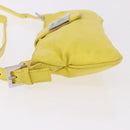FENDI Mamma Baguette Shoulder Bag Leather Yellow Silver Auth 185657-4