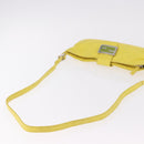 FENDI Mamma Baguette Shoulder Bag Leather Yellow Silver Auth 185657-7