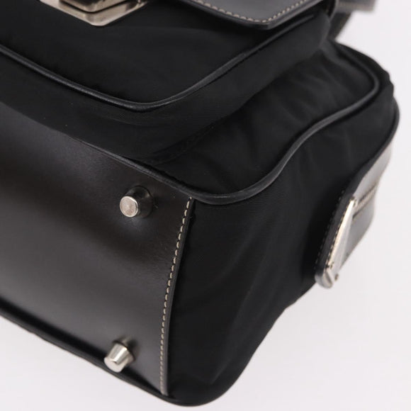 PRADA Shoulder Bag Nylon Black Silver Auth 185658SAM