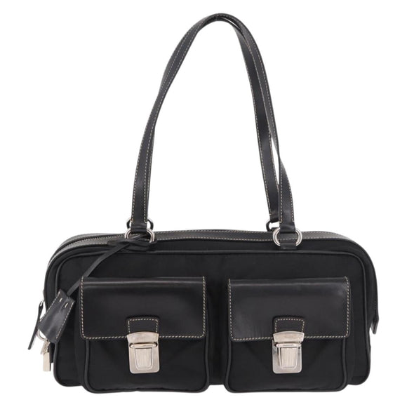 PRADA Shoulder Bag Nylon Black Silver Auth 185658SAM