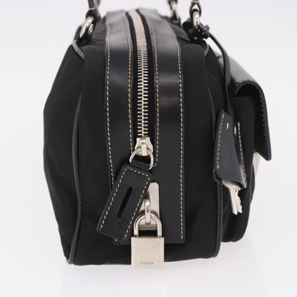 PRADA Shoulder Bag Nylon Black Silver Auth 185658SAM