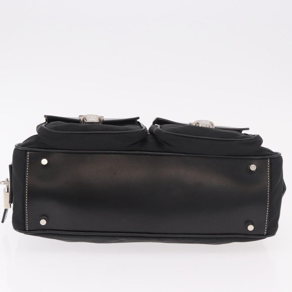 PRADA Shoulder Bag Nylon Black Silver Auth 185658SAM