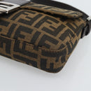 FENDI Zucca Canvas Mamma Baguette Shoulder Bag Black Brown Auth 185659SAM-10