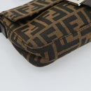 FENDI Zucca Canvas Mamma Baguette Shoulder Bag Black Brown Auth 185659SAM-11