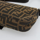 FENDI Zucca Canvas Mamma Baguette Shoulder Bag Black Brown Auth 185659SAM-12