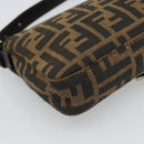 FENDI Zucca Canvas Mamma Baguette Shoulder Bag Black Brown Auth 185659SAM-13