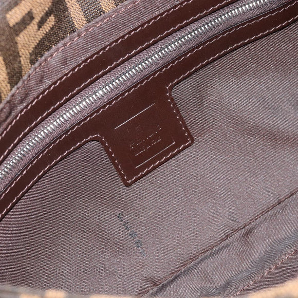FENDI Zucca Canvas Mamma Baguette Shoulder Bag Black Brown Auth 185659SAM
