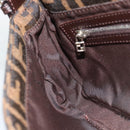 FENDI Zucca Canvas Mamma Baguette Shoulder Bag Black Brown Auth 185659SAM-18