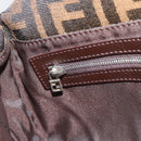 FENDI Zucca Canvas Mamma Baguette Shoulder Bag Black Brown Auth 185659SAM-19