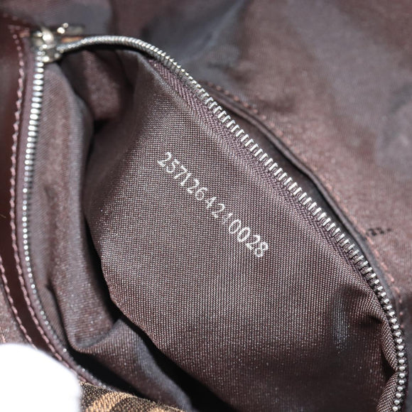 FENDI Zucca Canvas Mamma Baguette Shoulder Bag Black Brown Auth 185659SAM