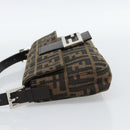 FENDI Zucca Canvas Mamma Baguette Shoulder Bag Black Brown Auth 185659SAM-4