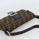 FENDI Zucca Canvas Mamma Baguette Shoulder Bag Black Brown Auth 185659SAM-6