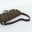 FENDI Zucca Canvas Mamma Baguette Shoulder Bag Black Brown Auth 185659SAM-7