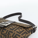 FENDI Zucca Canvas Mamma Baguette Shoulder Bag Black Brown Auth 185659SAM-8