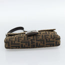 FENDI Zucca Canvas Mamma Baguette Shoulder Bag Black Brown Auth 185659SAM-9