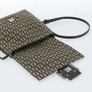 FENDI Zucchino Canvas Shoulder Bag Brown Silver Auth 185660-18