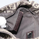 FENDI Zucchino Canvas Shoulder Bag Brown Silver Auth 185660-12