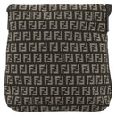 FENDI Zucchino Canvas Shoulder Bag Brown Silver Auth 185660-2