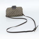 FENDI Zucchino Canvas Shoulder Bag Brown Silver Auth 185660-7
