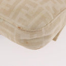 FENDI Zucca Canvas Mamma Baguette Shoulder Bag Beige Silver Auth 185664A-16